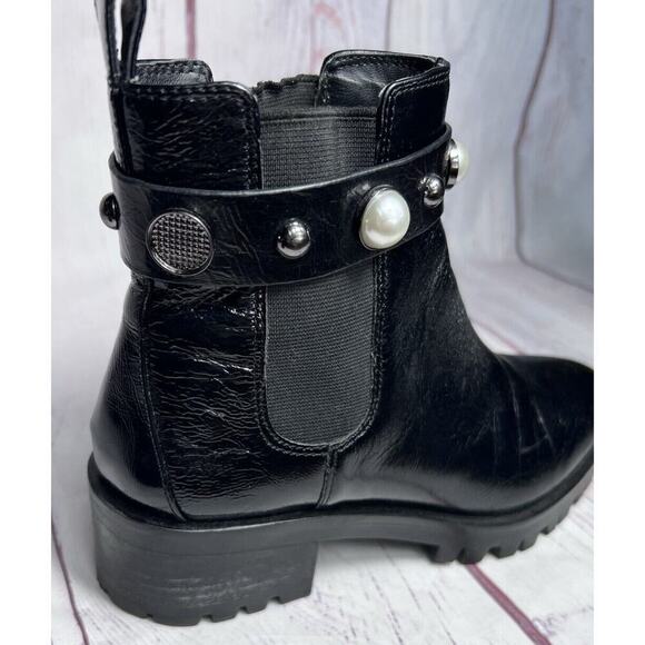 Karl Lagerfeld Paris Women's Pola Studded Lug Sole Ankle Boot Black Size 8.5 - Picture 3 of 11